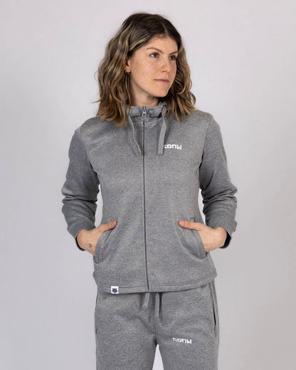 Zip Hoodie 'REST' - Grey - Women