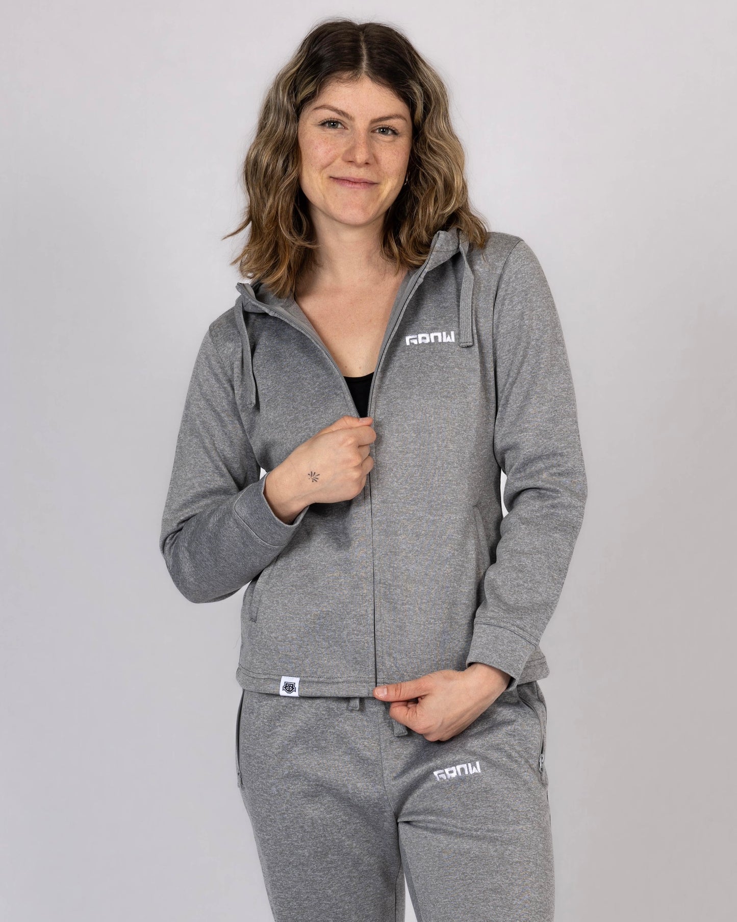 Zip Hoodie 'REST' - Grey - Women